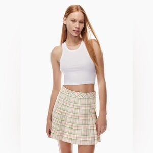 Aritzia Sunday Best Olive Mini Pleated Skirt Size 6